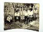 Vintage Snapshot Photo 1960s Five Young Men Resting Wooden Fence Outdoors B w