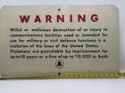 Rare Vintage Bell Telephone Warning Metal Sign Military Civil Defense Sign