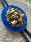 Vintage Lucite Bolo Tie 3-d Brass Lion Head