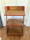Coca-cola Wooden 3-tier Display Rack Cart With Red Trim And Wire Racks