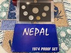 1974 Nepal 7 Coin Proof Set - Original Case   Sleeve - Paisa   Rupee - U s Mint