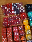 Vintage Lot Of 125  Dice Red Yellow Bakelite   More Brown Lg Casino All Sizes