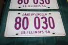Beautiful Metal Pair  Illinois License Plates  1958  80 030