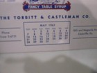 May 1961 Calendar Ink Blotter Bob White Table Syrup   Torbitt   Castleman Co