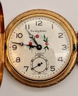 Vintage Swiss Pocket Watch 17 Jewels Incabloc Floral Dial Gold Tone Working