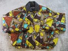 Vintage Western Cowboy Silk Jacket Womens Medium Brown Turquoise Aztec Indian