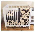 Western Crib Bedding Set Brown Cow Baby Bedding  standard Or Portable Crib 