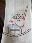Vintage Set Of 6 Embroidered Cotton Flour Sack Dish Towels Girls Chores 24x14