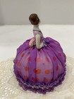 Vintage Germany Porcelain Half Doll Pin Cushion Art Deco Flapper Polka Dot Dress