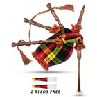 Mini Bagpipe Rosewood Irish Buchanan Tartan Cover   Cord Starter Red Yellow