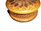 Lot Of 3 Vintage Polish Hand Carved Round Trinket Box With Lid  Antique Folk Art