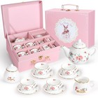 Kids Porcelain Tea Set For Girls - Princess Tea Party Playset With Teapot   Cups