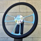 14  Billet Steering Wheel Muscle Black Half Wrap   Chevy Horn Button Licensed