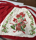 Vintage 1950s Christmas Half Apron Mcm Attached Noel Dish Towel Retro Kitchen