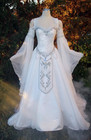 Medieval Victorian Wedding Dresses Long Sleeve Organza Beaded Corset Bridal Gown