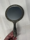 Vintage Silver Tone Vanity Hand Mirror  Hair Brush  And Comb Ornate Floral Set