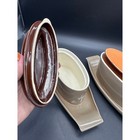 Red Wing Usa Pair Ceramic Gravy Boats With Lids Tan Brown Orange Mcm