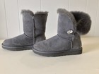 Women s Ugg Bailey Button Sparkling Faux Crystal Gray Shearling Boots - Size 7