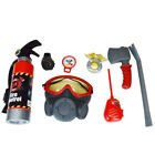 Firemen Pretend Play Set Firefighter Control Toy With 8 Accessories Gas Mask Axe