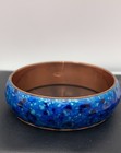 Vintage Matisse Renoir Turquoise Blue Enamel Copper Bangle Bracelet Signed 3 4   