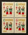 Travelstamps  1960 Us Christmas Seals Block Of 4 Carolers 12 1 2 X 12 Mnh Og
