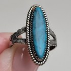 Vintage Native American Turquoise 925 Sterling Silver Ring Size 7  Stamped Band