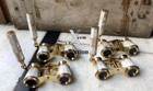 Set Of 4 Antique Brass Opera Glasses Mother Of Pearl   Vintage Binocular Gift