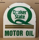 Vintage Quaker State Motor Oil Sign Double Sided Metal Tombstone Garage Gas