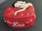 Betty Boop Throwing Kisses Red Heart Shaped Resin Trinket Box Vintage 1996