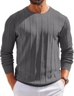 Men s Long Sleeve Crew Neck Sweater Ribbed Knit Casual Slim Fit Pullover Top