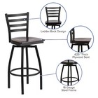Flash Furniture Restaurant Stool ladder Back wal Seat Xu-6f8b-ladswvl-walw-gg