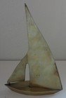 Vintage Solid Brass Sail Boat Nautical Ship Sculpture Decor Figurine 10 25  Mcm