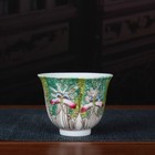 2 5  China Famille Rose Porcelain Hand Painting 70ml Cabbage Butterfly Cup