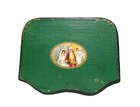 Wonderful Antique Trinket Jewelry Box W  Latch   Colonial Chromolithograph Decal