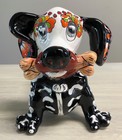 Mexican Talavera Folk Art Dachshund Dog With Bone  dia De Los Muertos   Statue