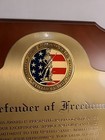 Commemorative Army National Guard  defender Of Freedom Plaque Gold Metal Plate