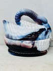 Hsinchu Glass Taiwan  Vintage Purple  wht Slag Milk Glass Nesting Swan Safe Ship
