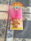 Rare Vintage Russ Good Luck Troll Key Ring   Key Chain Pink  Hair New On Card