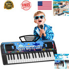 Piano Keyboard 37 Keys Kids With Microphone Music Stand For Ages 3 To 6 Black
