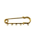 12 Pcs Gold Brass Kilt Pins 2  Jewelry Brooch Pin Backs With 5 Loops For Charms