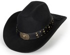 Vintage Western Cowboy Hat For Men Women - Wide Brim Cowgirl Fedora Hats With   