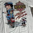 Vintage Betty Boop Shirt Men Large White 90s Harley Davidson Very Rare Boop Free