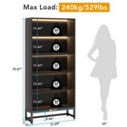 Tall Bookcase Black Bookshelf  70 8    Large Bookcases Organizer With Led Lights