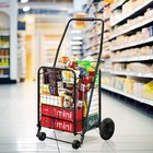 Dextrus Metal Folding Shopping Cart  Heavy Duty Rolling Grocery Cart