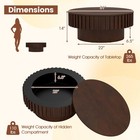 Round Coffee Table W  Storage  Wooden Drum Coffee Table W  Hidden Compartment