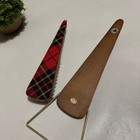 Vintage Tartan Plaid Wooden Hanging Clothes Brush Valet Butler Christmas Holiday