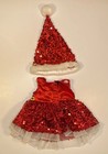 Build A Bear Christmas Dress Red Sequin White Fur Santa Hat Teddy Clothes Outfit