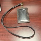 Coach Id Holder Badge Lanyard Signature C Logo Brown Black Leather Card Wallet