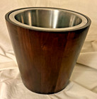 Vtg  Mcm 1960s  Large Staved Walnut Ice Bucket W  Stainless Interior  Signed