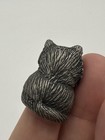 Thimble Vintage Pewter Cat Seated Detailed Metal Grey